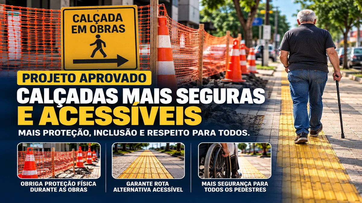 Câmara municipal aprova regras para proteger pedestres durante obras em calçadas