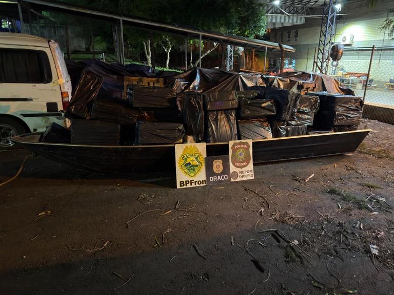 Polícia apreende cerca de 40 mil maços de cigarros do Paraguai no Lago de Itaipu