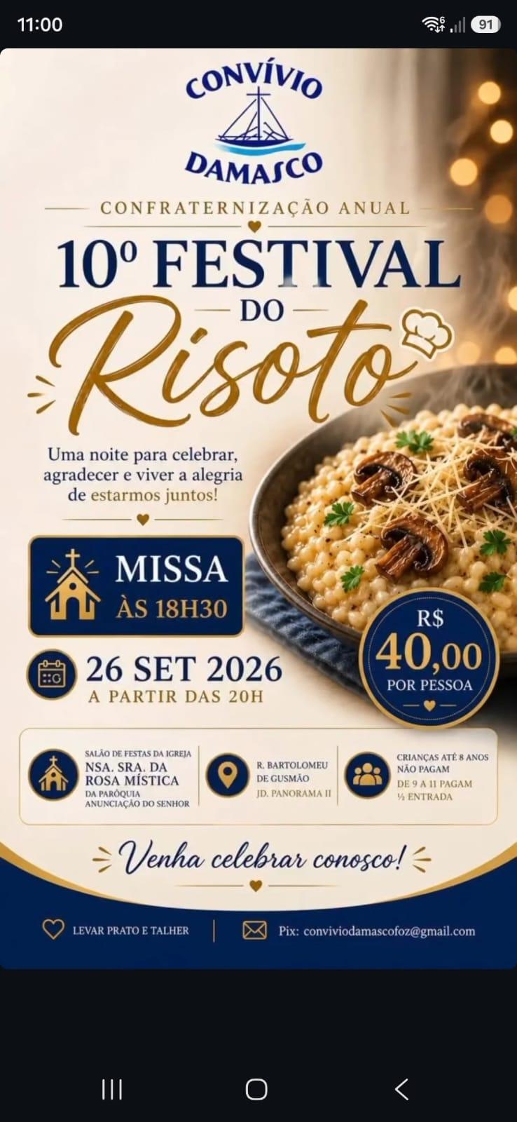 10º Festival do Risoto – Convívio Damasco
